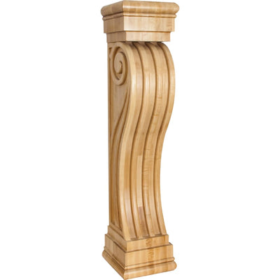 Large Fluted Art Deco Style Fireplace Mantel Island Carved Solid Wood Corbel Post Column - 36"H x 8"W x 8"D - image 1