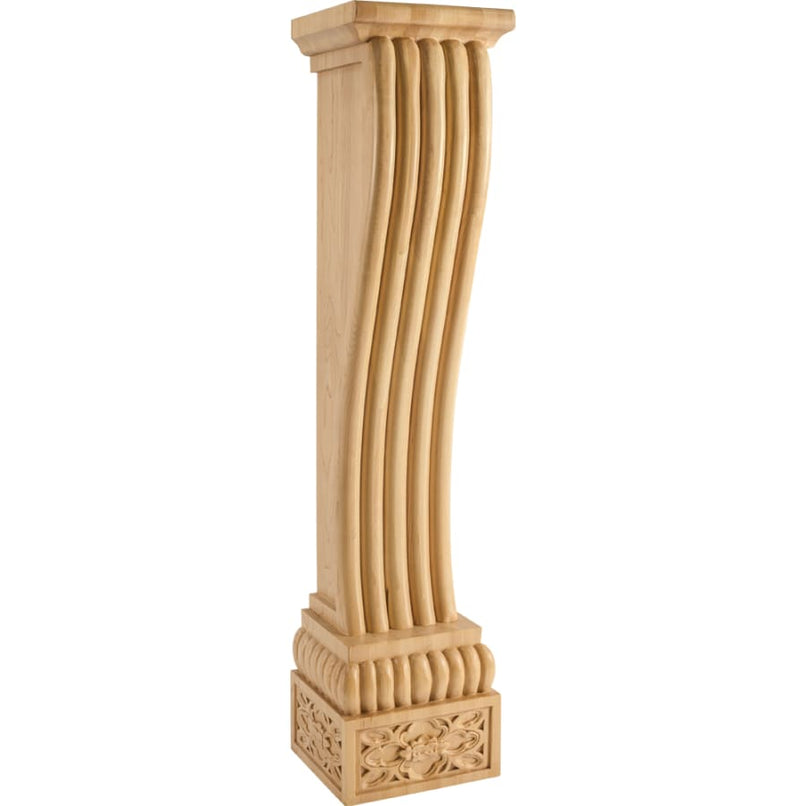Large Fireplace Mantel Island Carved Solid Wood Corbel Post Column with Baroque Styling, 36"H x 8"W x 7"D - image 1