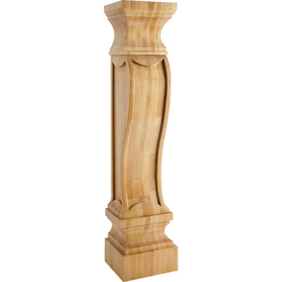 Large Solid Carved Wood Unfinished Fireplace Mantel Corbel Column Post with German Romanesque Styling, 36"H x 8"W x 7"D - image 1