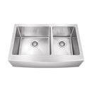 Stainless Steel 35-7/8"L x 20-3/4"W 60L/40R Apron Front Farmhouse Double Bowl Kitchen Sink - 16 Gauge Drop In - image 1