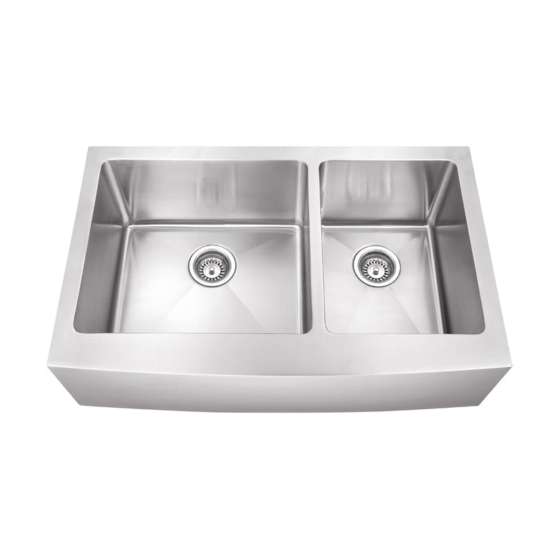 Stainless Steel 35-7/8"L x 20-3/4"W 60L/40R Apron Front Farmhouse Double Bowl Kitchen Sink - 16 Gauge Drop In - image 1