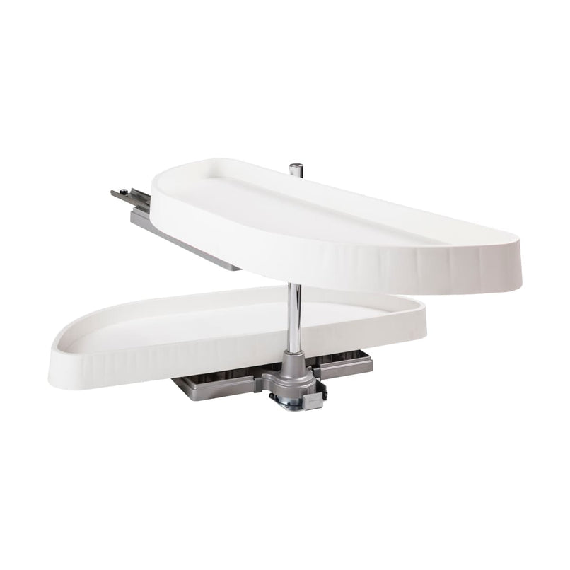 32" Half Moon Two Tier Blind Corner Cabinet Lazy Susan with Pivot and Pull Out Shelves - image 2