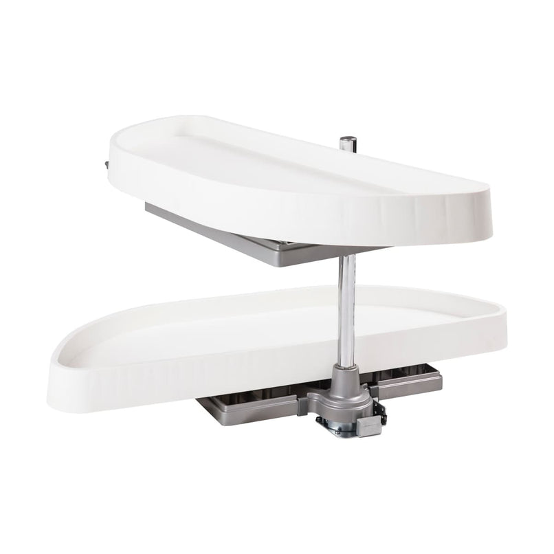 32" Half Moon Two Tier Blind Corner Cabinet Lazy Susan with Pivot and Pull Out Shelves - image 3