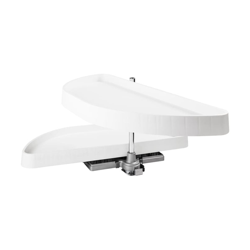 35" Half Moon Two Tier Blind Corner Cabinet Lazy Susan with Pivot and Pull Out Shelves - image 2