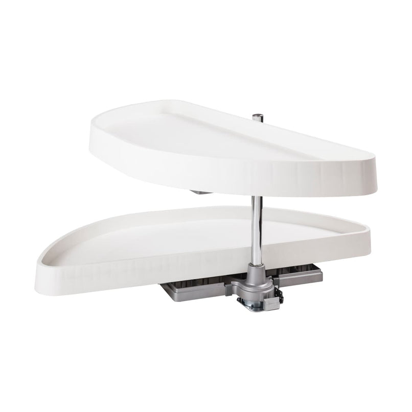 35" Half Moon Two Tier Blind Corner Cabinet Lazy Susan with Pivot and Pull Out Shelves - image 3