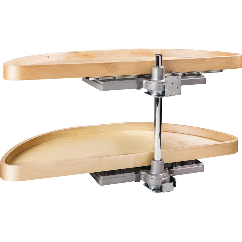 Wood 35" Half Moon Two Shelf Corner Cabinet Lazy Susan with Pivot and Pull Out Shelves - image 1