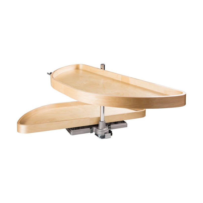 Wood 35" Half Moon Two Shelf Corner Cabinet Lazy Susan with Pivot and Pull Out Shelves - image 2