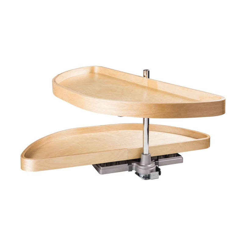 Wood 35" Half Moon Two Shelf Corner Cabinet Lazy Susan with Pivot and Pull Out Shelves - image 3