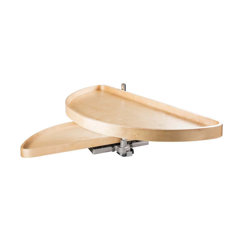 Wood 38" Half Moon Two Shelf Corner Cabinet Lazy Susan with Pivot and Pull Out Shelves - image 2