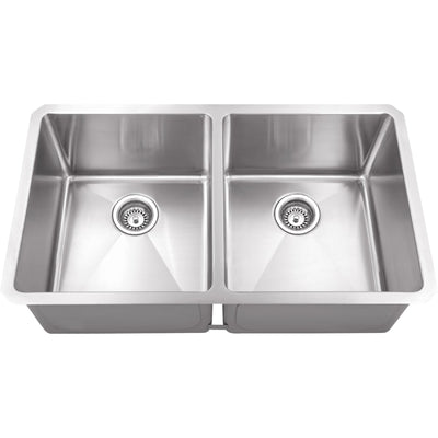 32" Undermount Double Basin Stainless Steel Kitchen Sink - image 1