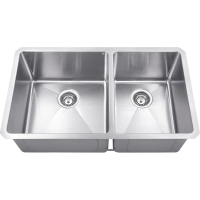 32" Undermount Double Basin Stainless Steel Kitchen Sink - image 1