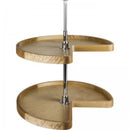 32 Inch Kidney Shaped Birch Wood Lazy Susan Three Shelf Set with Metal Hubs - image 1