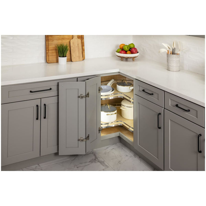 CORNERMAX 32" W Kidney 2 Tier Side Mount Double Lazy Suzan for 36" Base Corner Cabinets - image 3