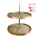 Wood 28" Round Double Two Tier Lazy Susan with Rim and Twist and Lock Pole - image 1