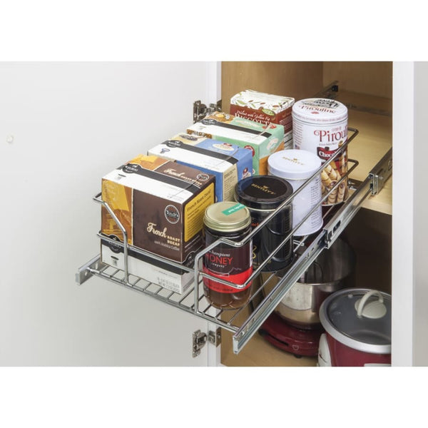 11-1/2 Inch Wide 18-3/4 Inch Deep Wire Pullout Organizer for 15 Inch Wide Cabinet Openings