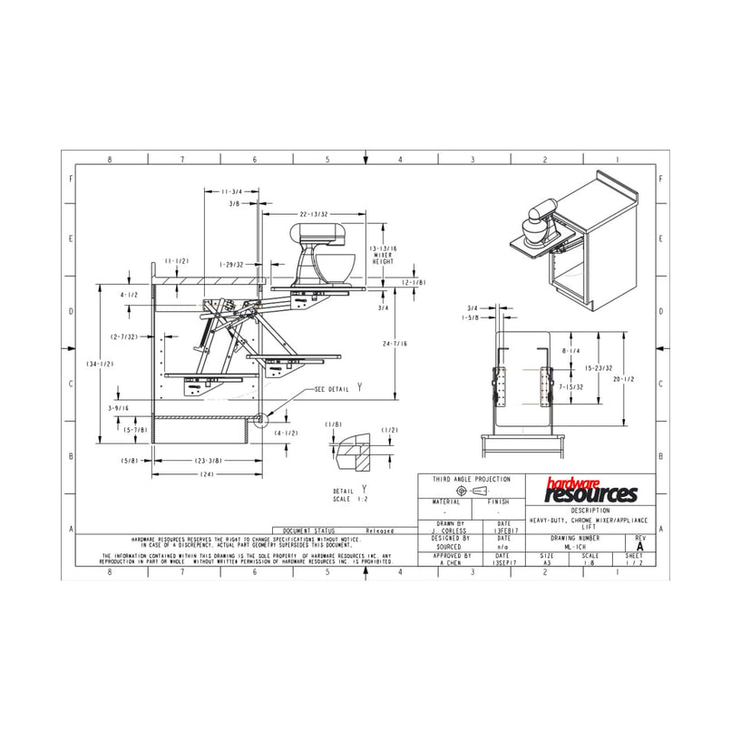 45 Pound Capacity Mixer Lift Stand with Adjustable Spring Tension and Soft Close - Platform Not Included - image 2