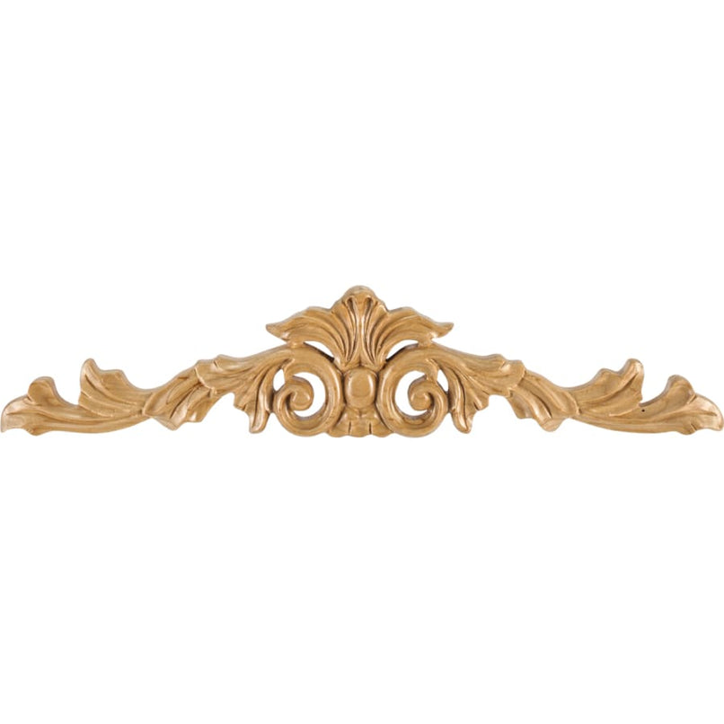 Acanthus Carved Solid Wood Applique Onlay (SM) - 3-1/4"H x 15-1/4"W x 1/2"D - image 1