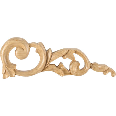 Acanthus Carved Solid Wood Applique Onlay - Right Curved - 3-1/2"H x 10-1/4"W x 3/4"D - image 1
