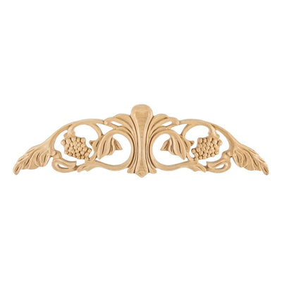 Vineyard Tuscan Carved Grape Vine Solid Wood Applique Onlay - 5-5/8"H x 20"W x 3/4"D - image 1