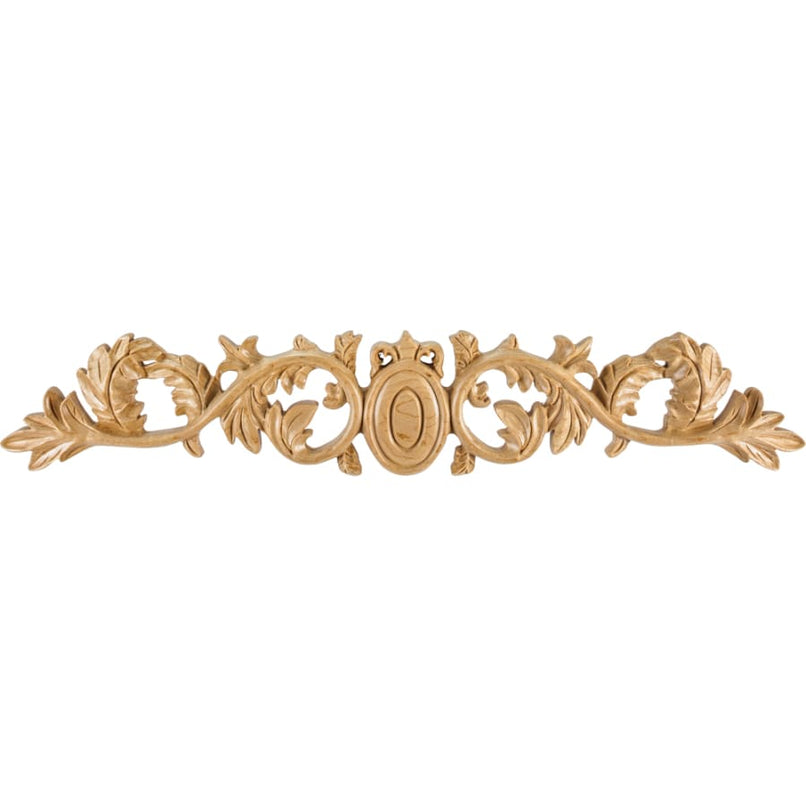 Acanthus and Egg Carved Solid Wood Applique Onlay (SM) -  3-5/8"H x 20"W x 3/4"D - image 1