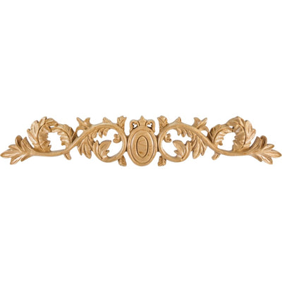 Acanthus and Egg Carved Solid Wood Applique Onlay (SM) -  3-5/8"H x 20"W x 3/4"D - image 1
