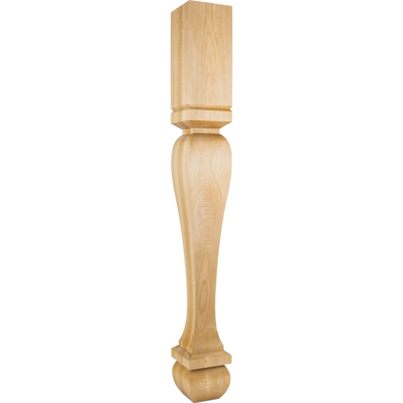 Solid Wood Carved Furniture Post - Tapered Square Leg with Foot - 42"H x 5"D - image 1