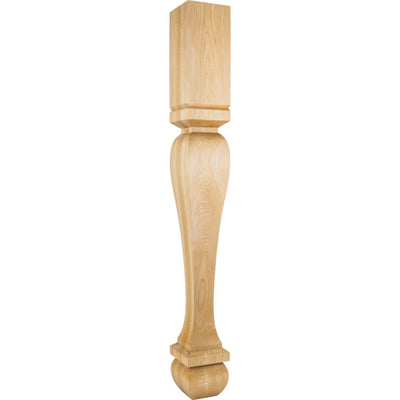 Solid Wood Carved Furniture Post - Tapered Square Leg with Foot - 42"H x 5"D - image 1