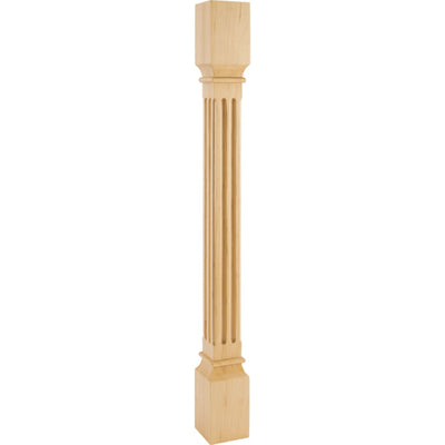Traditional Solid Wood Carved Fluted Furniture Post - Leg - 35-1/2"H x 3-1/2"D - image 1