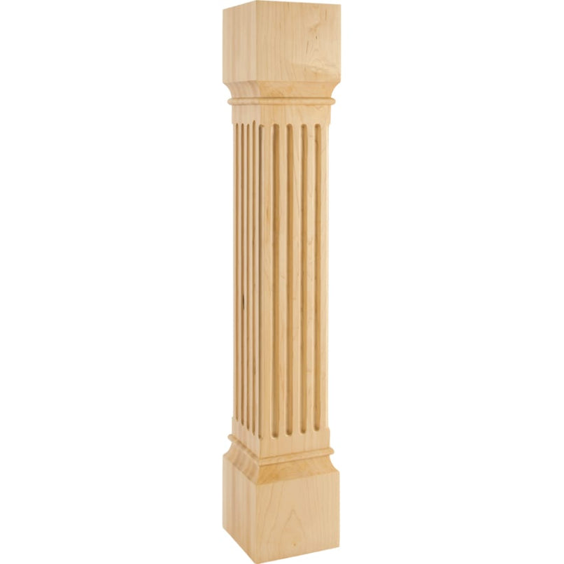 Fluted Solid Wood Carved Square Furniture Post / Leg with Inverted Reed Aesthetic - 35-1/2"H x 6"D - image 1