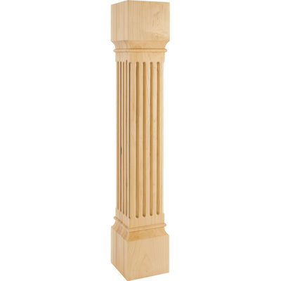 Fluted Solid Wood Carved Square Furniture Post / Leg with Inverted Reed Aesthetic - 35-1/2"H x 6"D - image 1