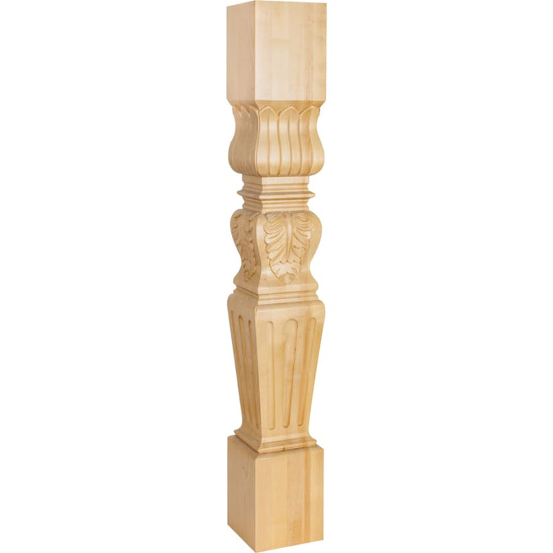 Acanthus Solid Wood Carved Furniture Post - Leg - 35-1/2"H x 5"D - image 1