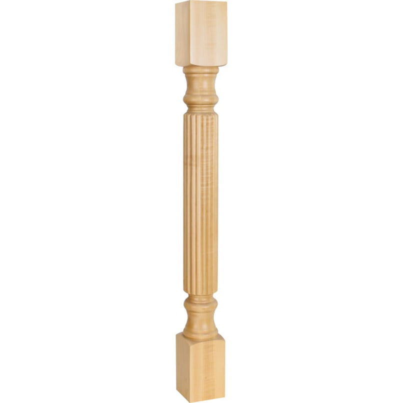 Traditional Solid Wood Reed Carved Corner Furniture Post - 35-1/2"H x 3-1/2"D - image 1
