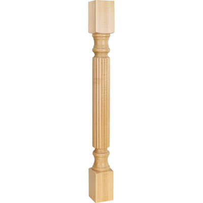 Traditional Solid Wood Reed Carved Corner Furniture Post - 35-1/2"H x 3-1/2"D - image 1