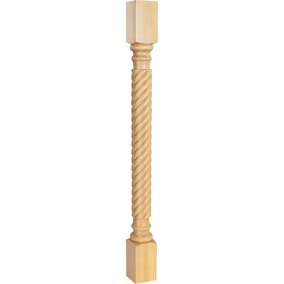 Solid Wood Furniture Woodworking Corner Post with Rope Styling, 35-1/2"H x 3"D - image 1