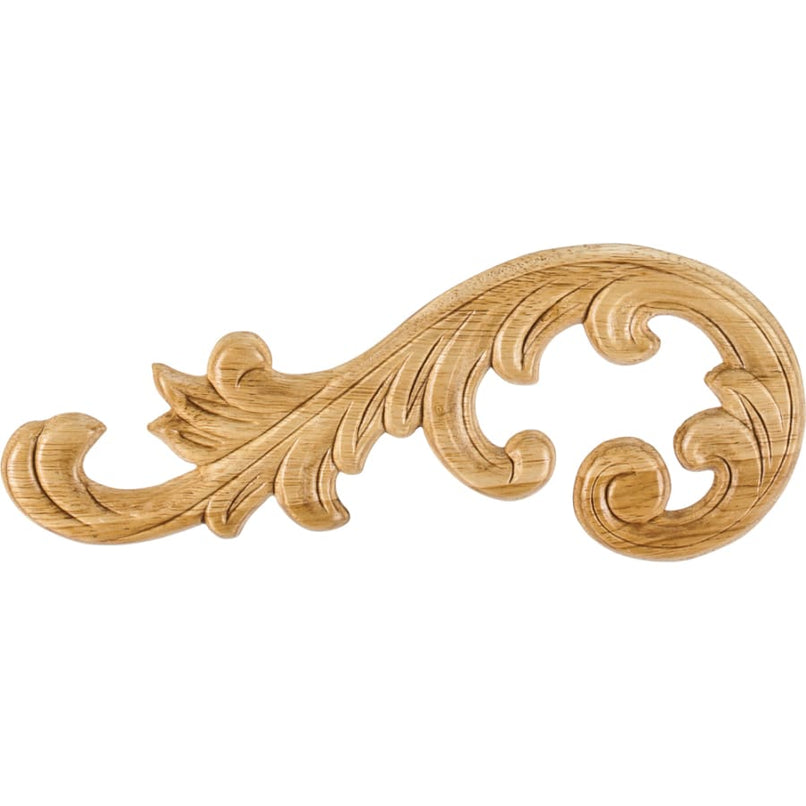 Paint Grade Pressed Wood Carved Acanthus Applique Onlay - Left Curve - 4-3/8"H x 10-5/8"W x 5/16"D - image 1