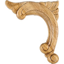 Paint Grade Pressed Wood Carved Acanthus Applique Onlay - Left Curve - 4-1/2"H x 3-3/4"W x 5/16"D - image 1