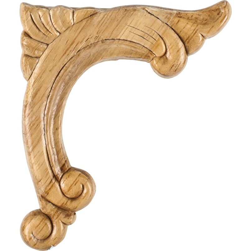 Paint Grade Pressed Wood Carved Acanthus Applique Onlay - Right Curve - 4-1/2"H x 3-3/4"W x 5/16"D - image 1