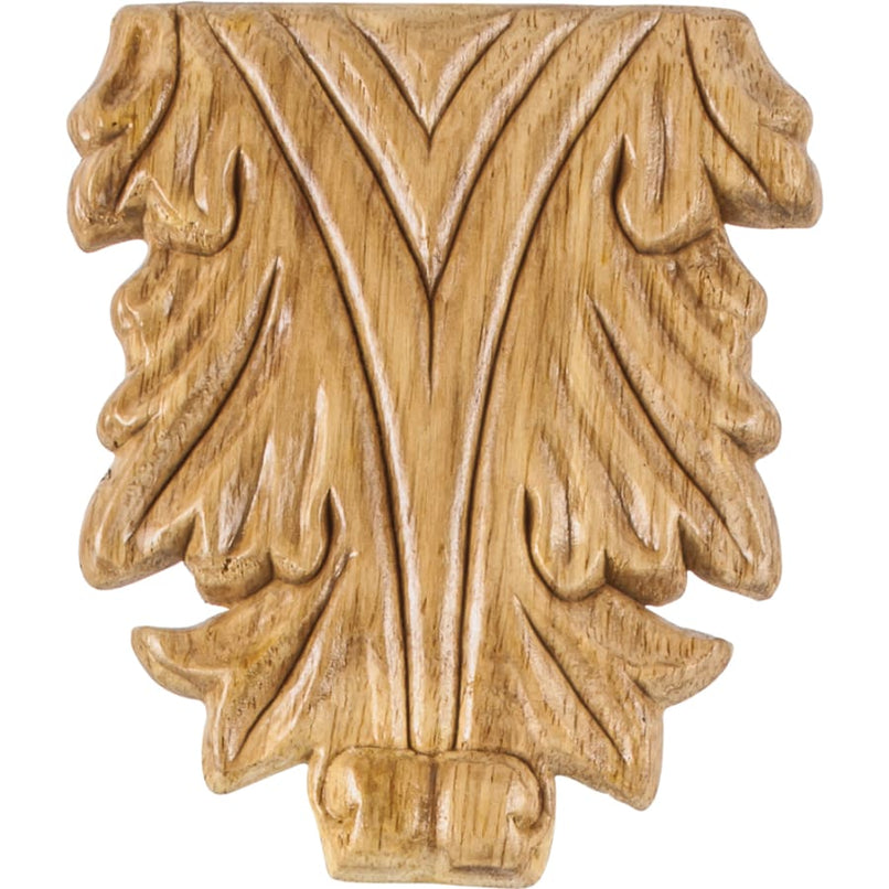 Paint Grade Pressed Wood Carved Acanthus Applique Onlay - 4-1/4"H x 3-5/8"W x 5/16"D - image 1