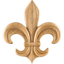 Paint Grade Pressed Wood Carved Fleur de Lis Lily Applique Onlay -4-1/4"H x 3-3/4"W x 5/16"D - image 1