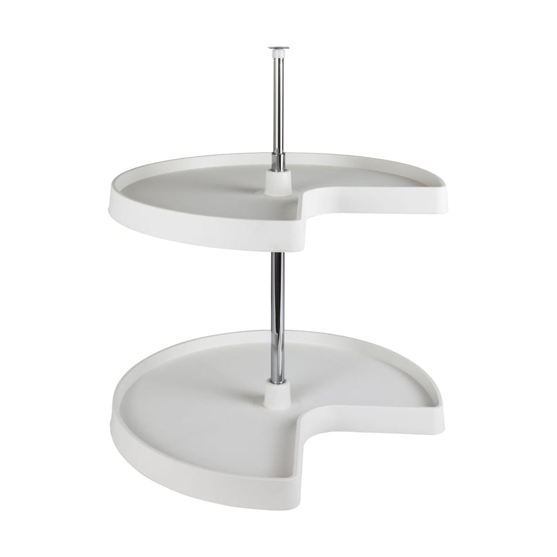 24 Inch Kidney Shaped Two Tier Two Shelf Lazy Susan Set with Adjustable Height Center Pole - image 1