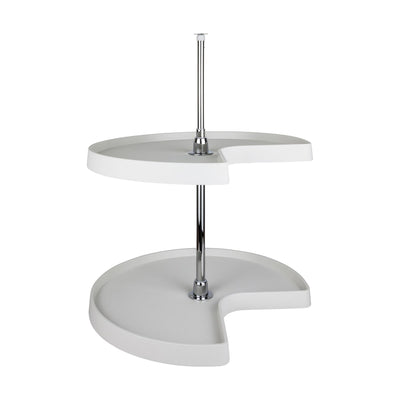 24 Inch Kidney Shaped Lazy Susan Two Shelf Set with Metal Hubs - image 1