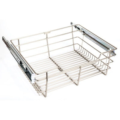 11" Tall Pull Out Wire Basket with Full Extension Slides for 24"W x 14"D Base Cabinet - image 1