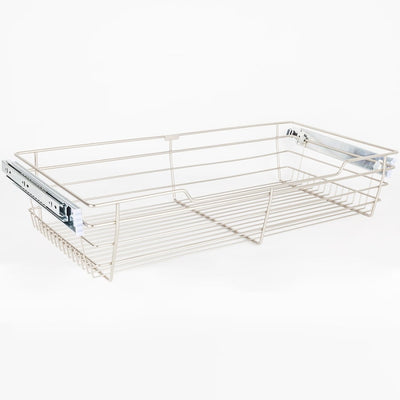 6" Tall Pull Out Wire Basket with Full Extension Slides for 24"W x 14"D Base Cabinet - image 1
