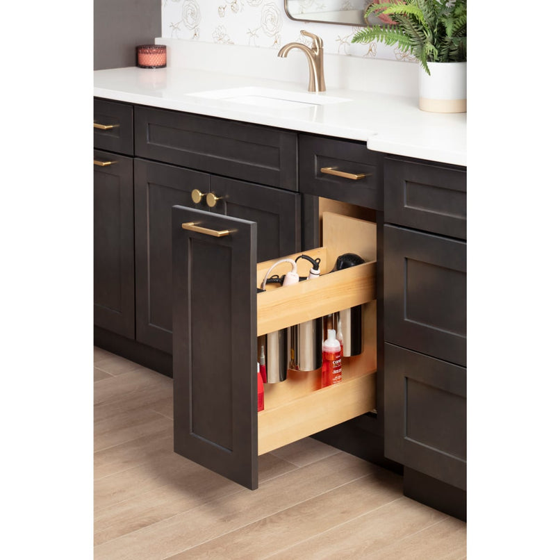 Powered Organizer 8" Wide Plug-In No Wiggle Bathroom Vanity Pull Out Organizer for 12" Standard Door/Drawer Base Cabinet - image 1