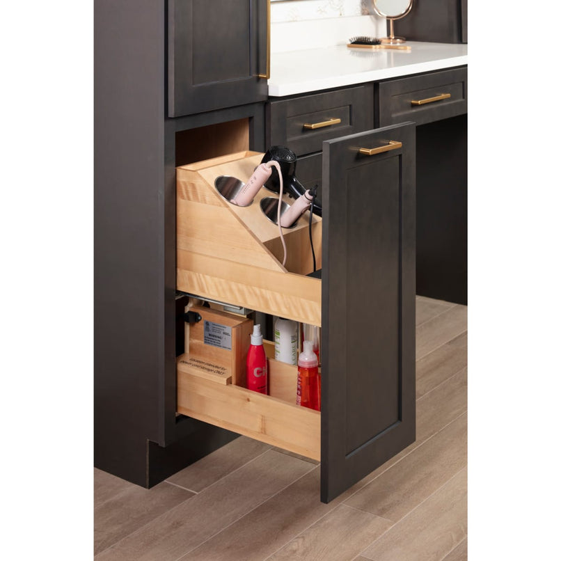 Powered Organizer 11" Wide Plug-In No Wiggle Bathroom Vanity Pull Out Organizer for 15" Standard Full Height Base Cabinet - image 1
