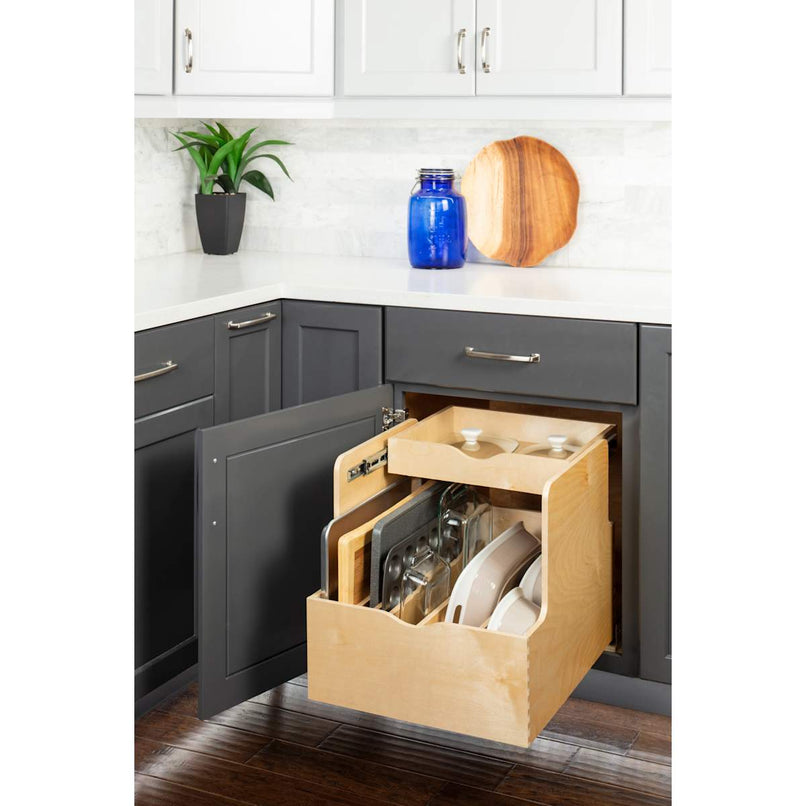 21" Wood Kitchen Cabinet Rollout Double Cookware Drawer for 24" Cabinets - image 2