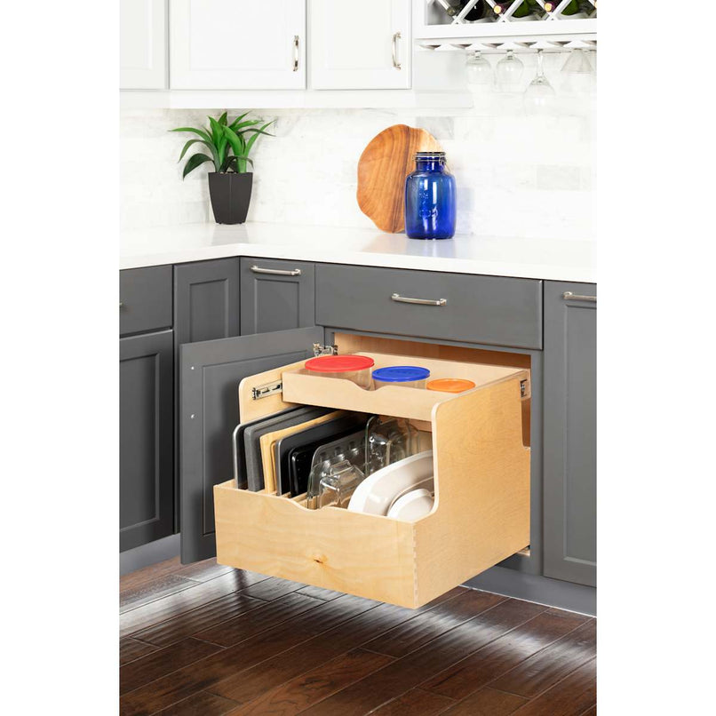 27" Wood Kitchen Cabinet Rollout Double Cookware Drawer for 30" Cabinets - image 2