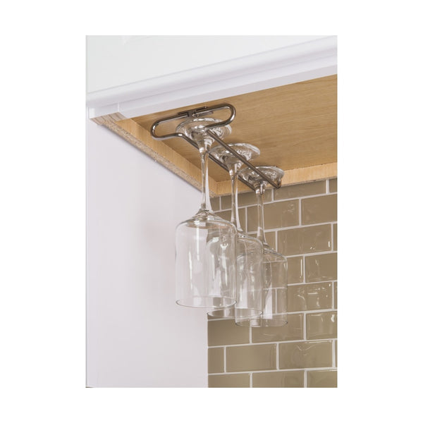 10 Inch Deep Under Cabinet Mount Wire Stemware Wine Glass Rack Holder