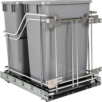 Storage with Style Bottom Mount 15"W Double 35 Qt / 8.75 Gallon Pull Out Trash Can System with Full Extension and Soft Close Slides - Bins / Cans Included - image 1