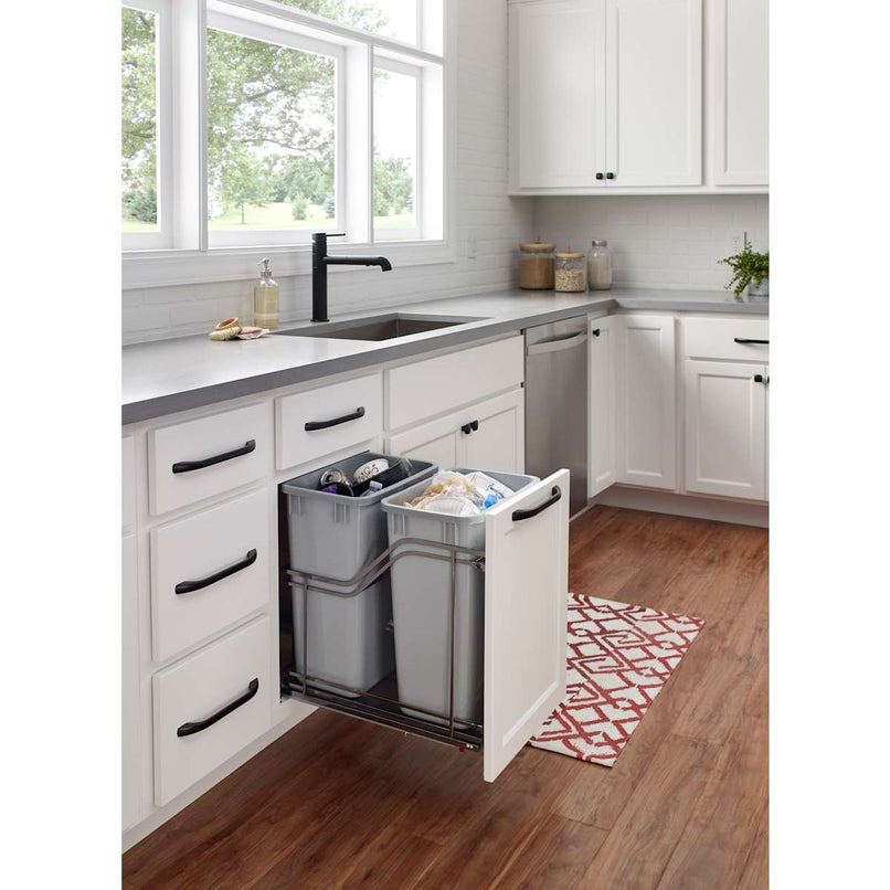 Storage with Style 15" W Bottom Mount Double Pull Out Trash Can with Soft Close Slides for 50 Quart Bins - Included - image 2